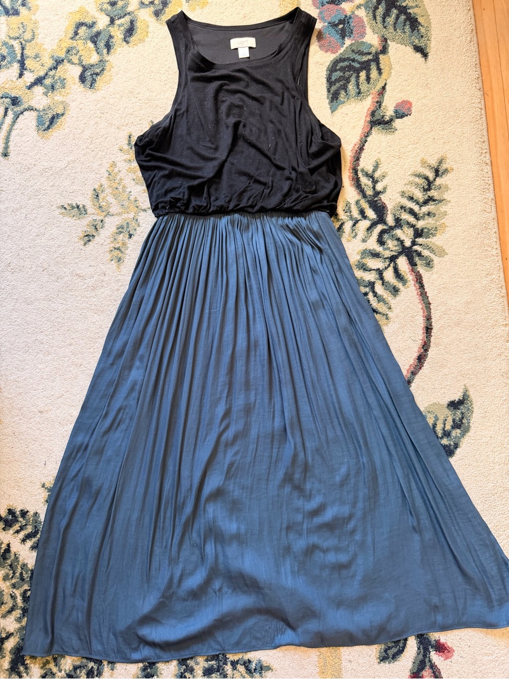 Loft Black & Slate Blue Midi Dress